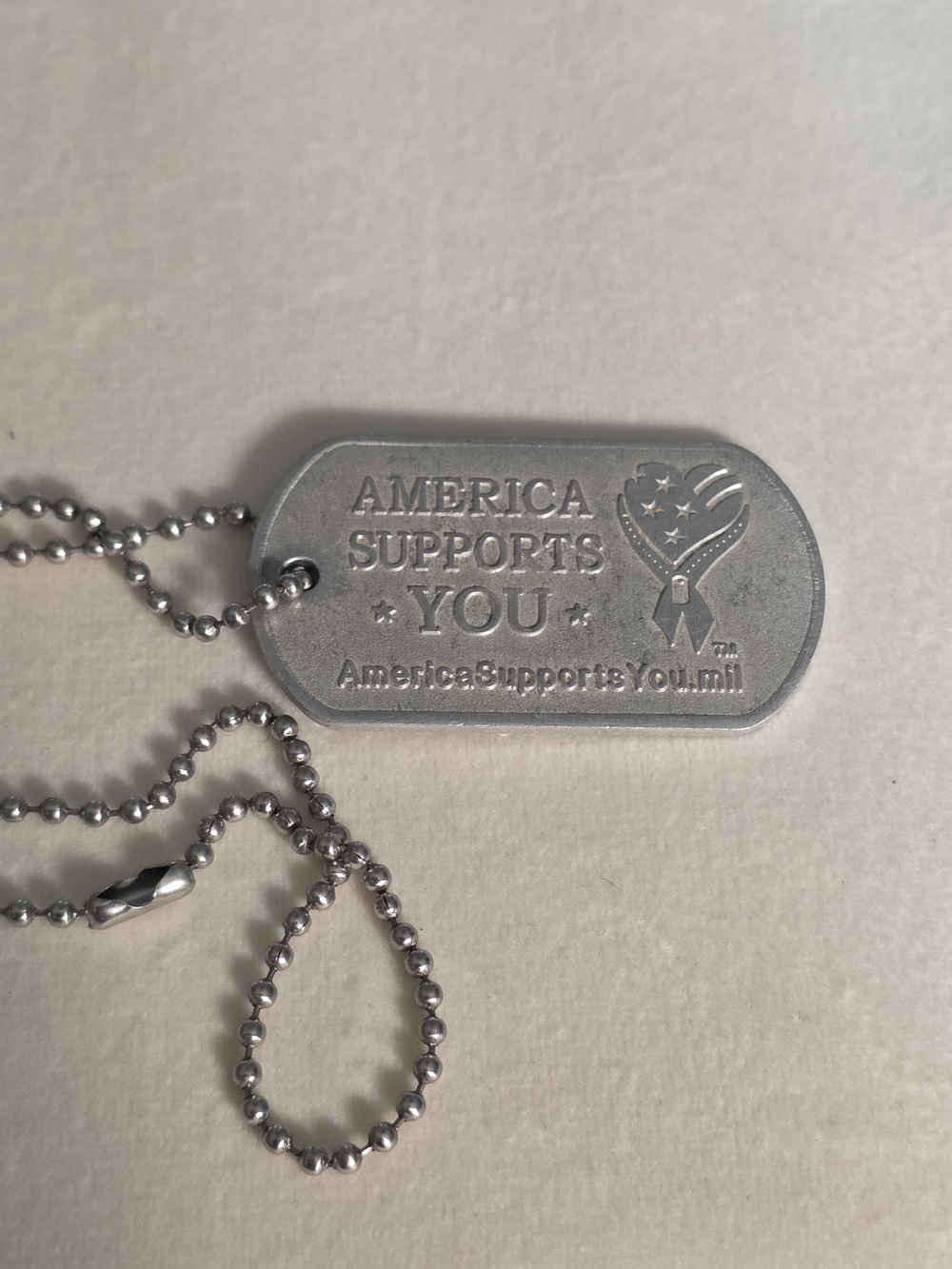 America Supports You Silver-tone Dog Tag Necklace
